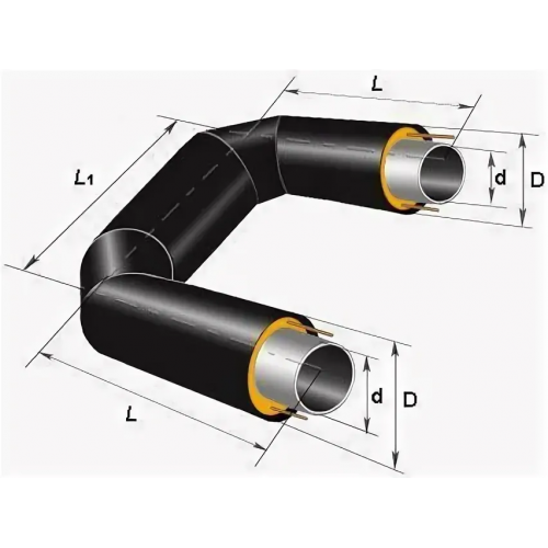 П-образный компенсатор ППУ ПЭ тип 1 Ст3сп 33,5х4х43,25х1000 мм ГОСТ 3262-75