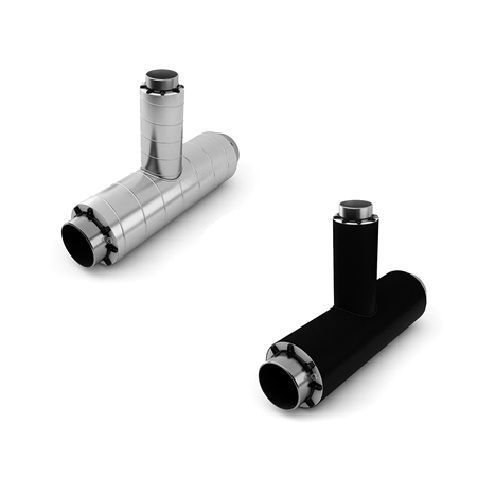 Тройник стальной с шаровым краном воздушника ППУ ПЭ с МЗИ и КВ тип 1 09Г2С 32х4х25х25х541х1160 мм ГОСТ 8732-78